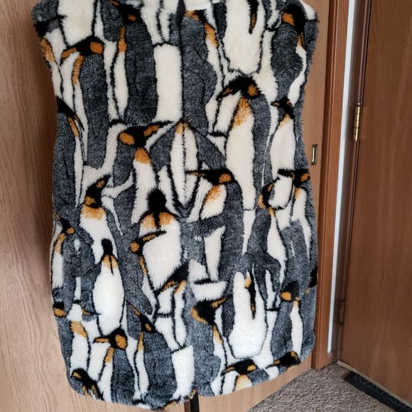 AMAZING Vintage Fuzzy Penguin Vest w/Pockets OMGGG - Picture 4 of 7